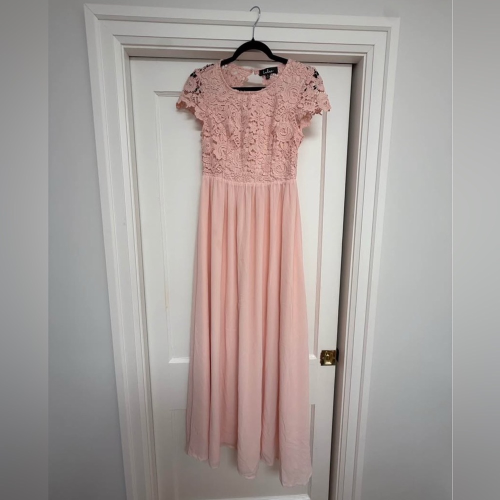 Lulus ‘The greatest blush pink lace maxi dress’